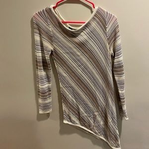 WHBM Asymmetrical Striped Glittery Top - Gold/White